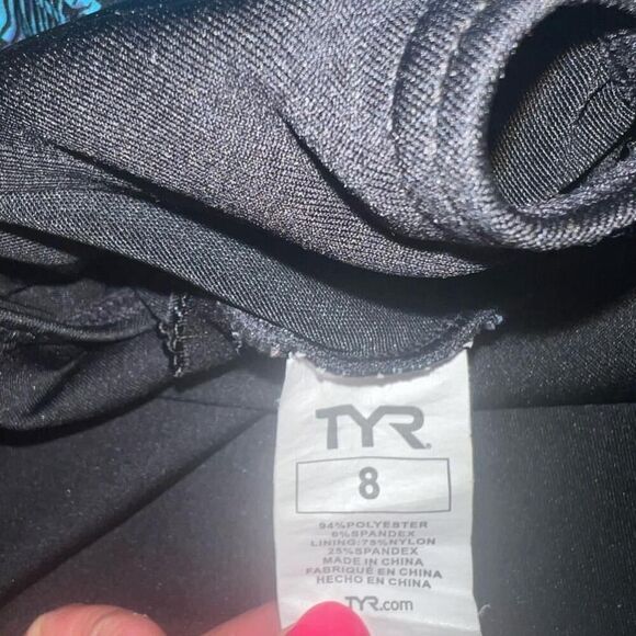 Women's TYR Blue Geometric One-Piece Swimsuit Size 8 - Picture 3 of 5